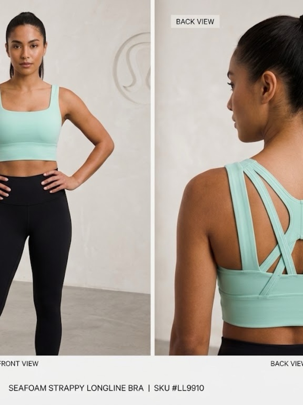 lululemon athletica Seafoam Strappy Longline Sports Bra - size 4